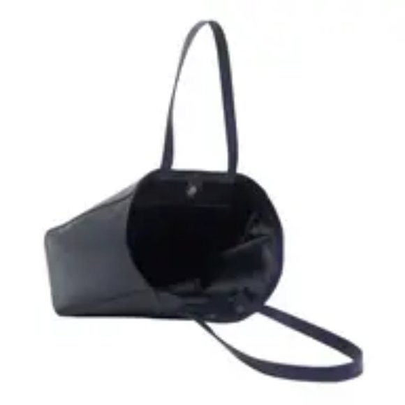 NWT Black Genuine Leather lined Designer Tote Bag - Picture 8 of 11